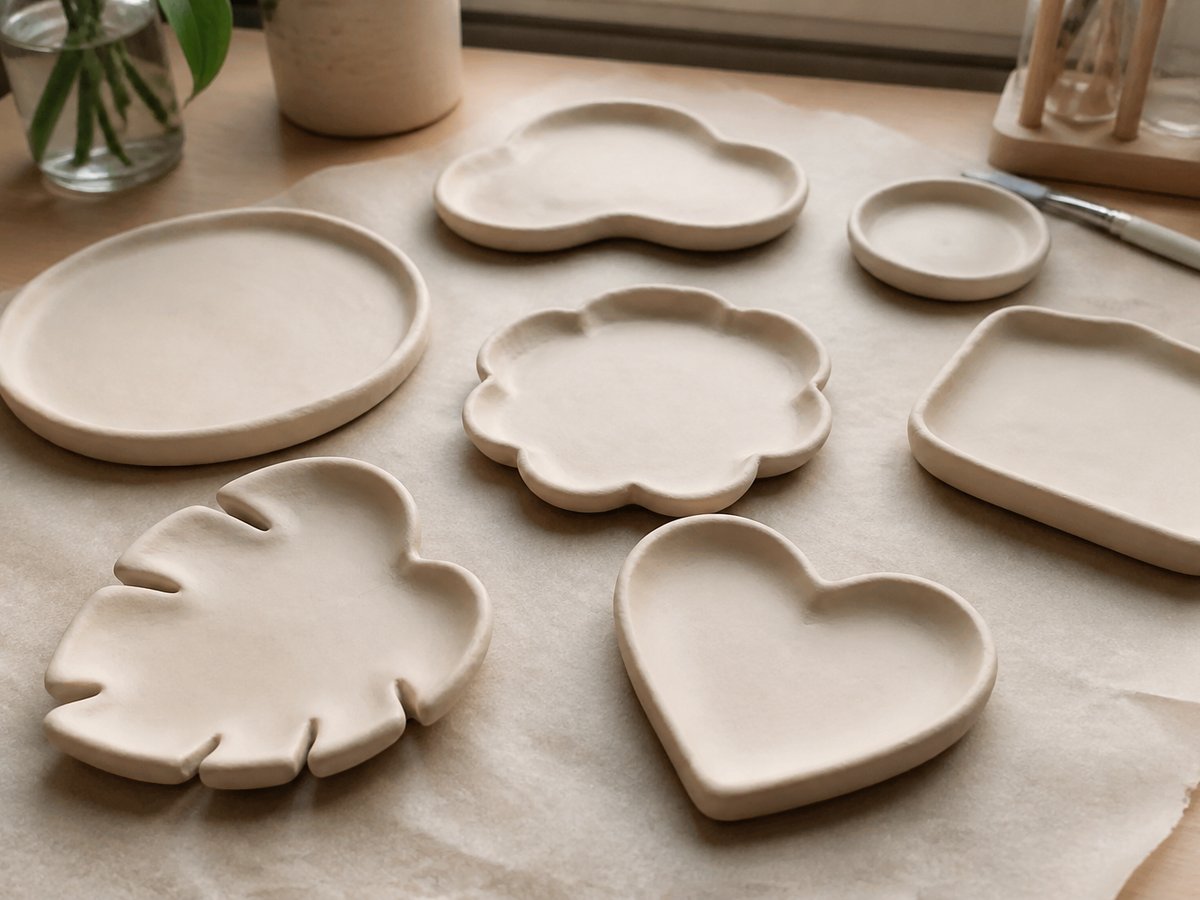 Air-dry clay dishes drying